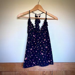 Rebecca Taylor Navy Floral Print Silk Camisole Size 2